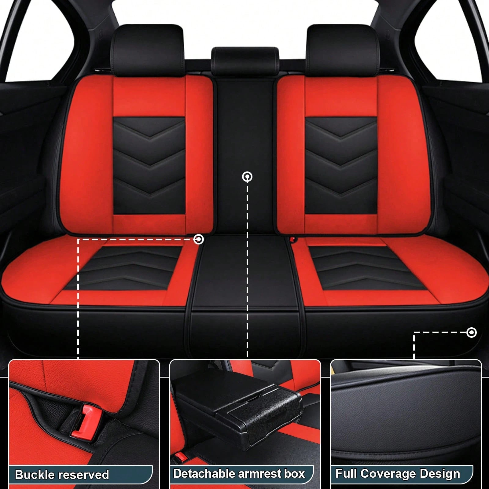 5 Seats Full-Cover PU Leather Car Seat Covers, Full Coverage Wrapping Wear-Resistant Auto Seat Protectors, Waterproof Easy Install Universal Car Seat Cushions, Premium PU Leather Auto Interior Accesso