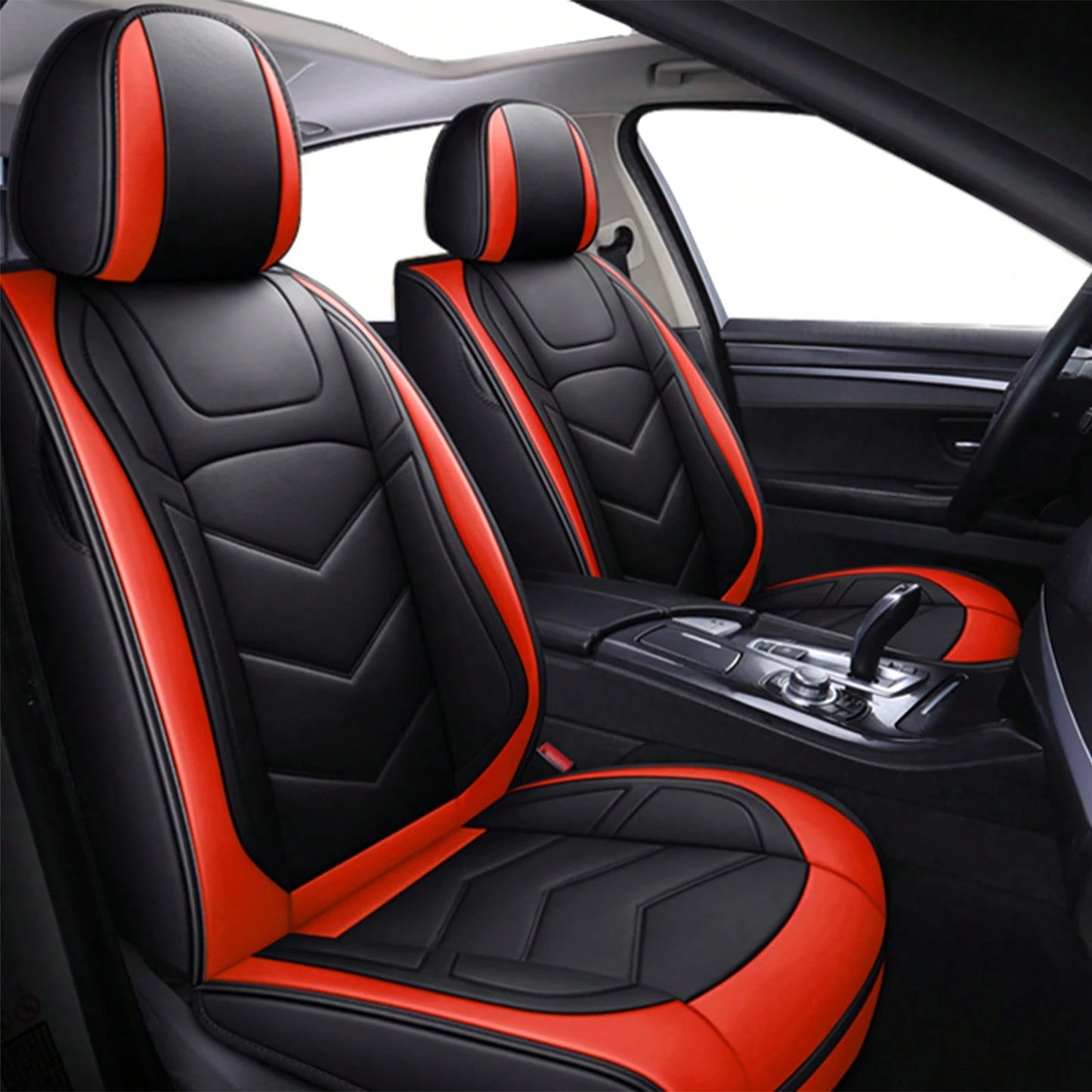 5 Seats Full-Cover PU Leather Car Seat Covers, Full Coverage Wrapping Wear-Resistant Auto Seat Protectors, Waterproof Easy Install Universal Car Seat Cushions, Premium PU Leather Auto Interior Accesso