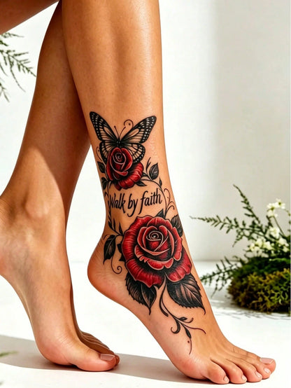 5 Sheets Of Colorful Butterfly Tattoo Stickers, Fake Tattoos With Butterfly And Flower Pattern Designs, Waterproof Realistic Easy-To-Use Temporary Tattoo, Suitable For Use On Legs, Abdomen And Arms, A