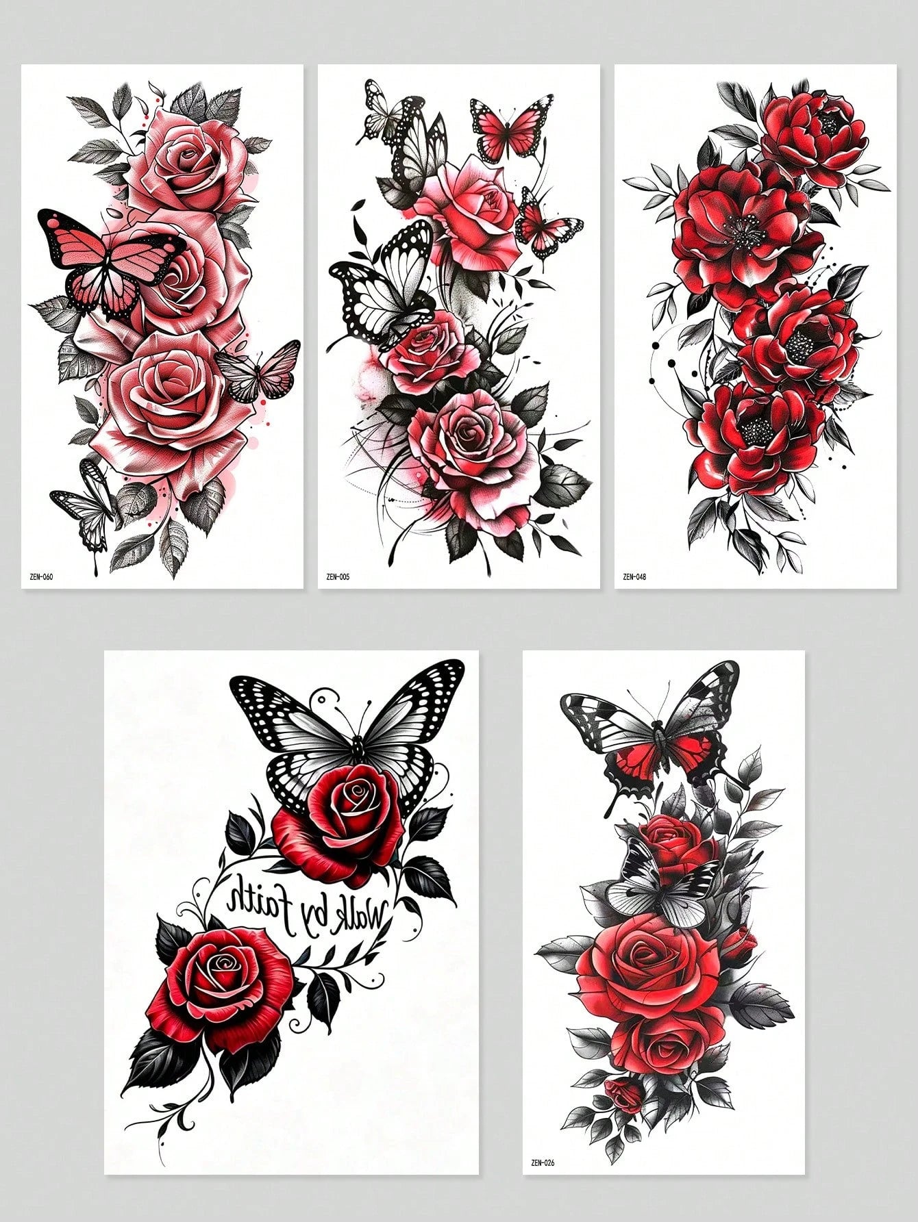 5 Sheets Of Colorful Butterfly Tattoo Stickers, Fake Tattoos With Butterfly And Flower Pattern Designs, Waterproof Realistic Easy-To-Use Temporary Tattoo, Suitable For Use On Legs, Abdomen And Arms, A