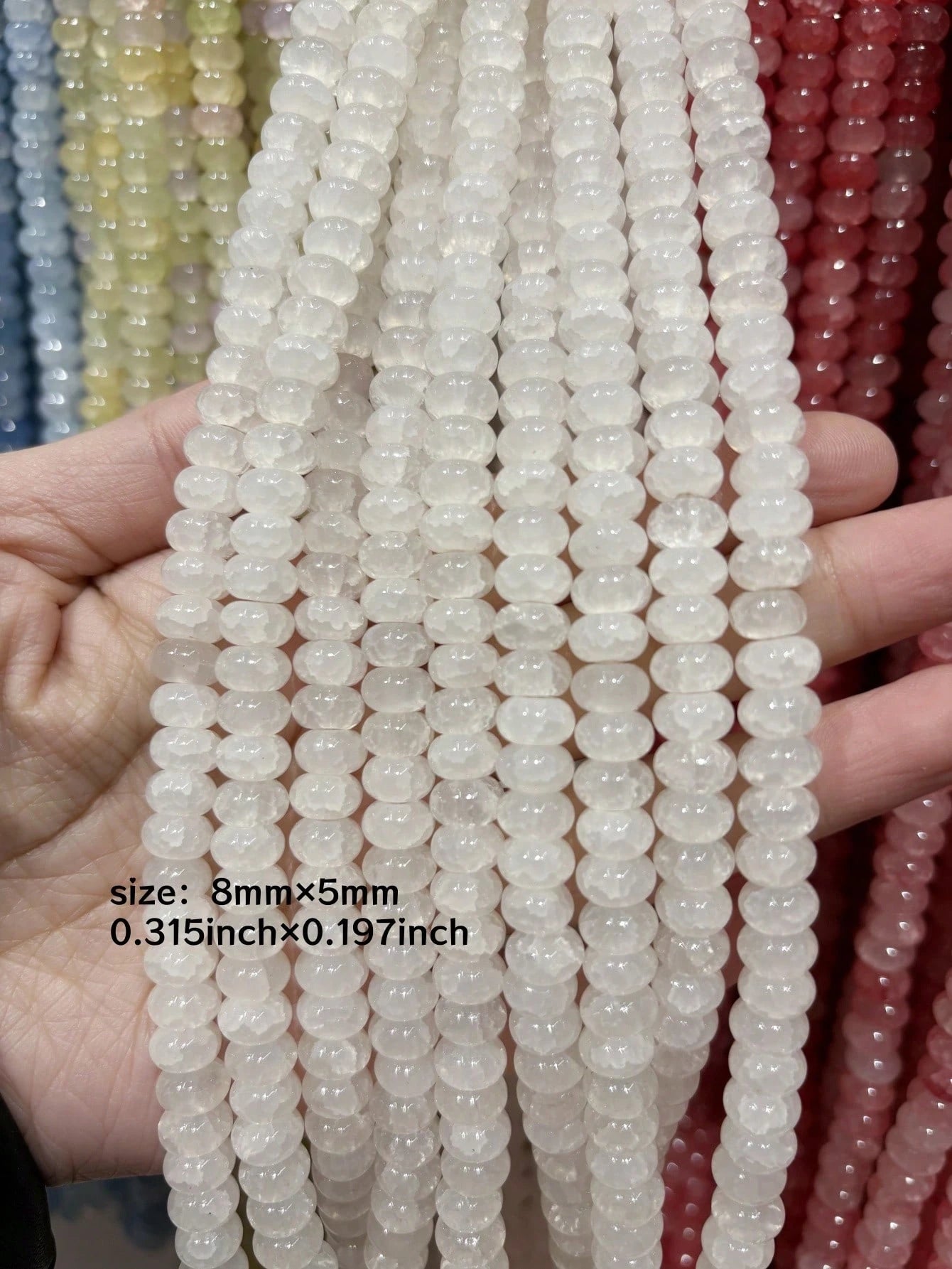 50/100pcs 5mm X 8mm Imitation Jade, Agate, Abacus Beads, Loose Beads, Wheel Beads, Spacer Beads For DIY Jewelry Making, Bracelets, Keychains, Necklaces, Crafts Decoration, Colorful Beads Material To I
