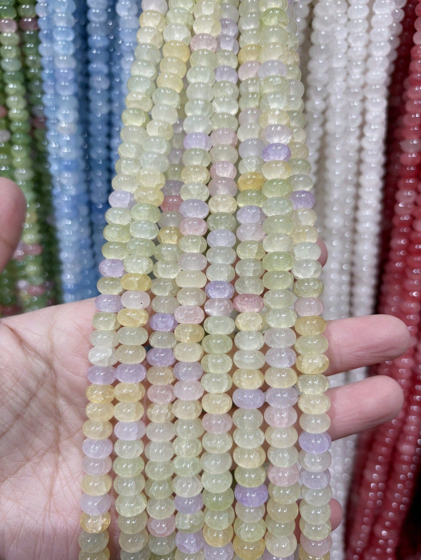50/100pcs 5mm X 8mm Imitation Jade, Agate, Abacus Beads, Loose Beads, Wheel Beads, Spacer Beads For DIY Jewelry Making, Bracelets, Keychains, Necklaces, Crafts Decoration, Colorful Beads Material To I