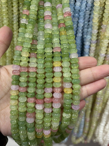 50/100pcs 5mm X 8mm Imitation Jade, Agate, Abacus Beads, Loose Beads, Wheel Beads, Spacer Beads For DIY Jewelry Making, Bracelets, Keychains, Necklaces, Crafts Decoration, Colorful Beads Material To I
