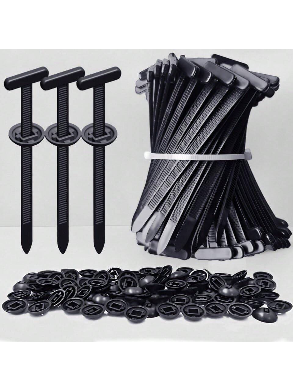 50/100pcs Heavy Duty Nylon Cable Ties With Lock, Self-Locking Zip Tie, Plastic Cable Tie Mounts With Nail And Button Design, For Automotive Underbody, Bumper, Trunk Cover, Daily Cable Tie Fixing Mater