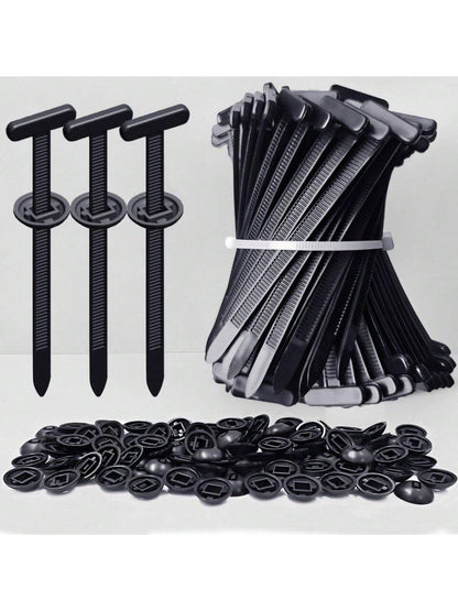 50/100pcs Heavy Duty Nylon Cable Ties With Lock, Self-Locking Zip Tie, Plastic Cable Tie Mounts With Nail And Button Design, For Automotive Underbody, Bumper, Trunk Cover, Daily Cable Tie Fixing Mater