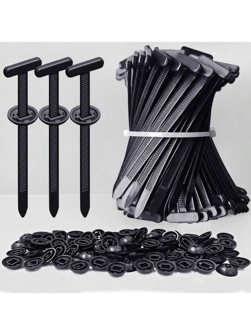 50/100pcs Heavy Duty Nylon Cable Ties With Lock, Self-Locking Zip Tie, Plastic Cable Tie Mounts With Nail And Button Design, For Automotive Underbody, Bumper, Trunk Cover, Daily Cable Tie Fixing Mater