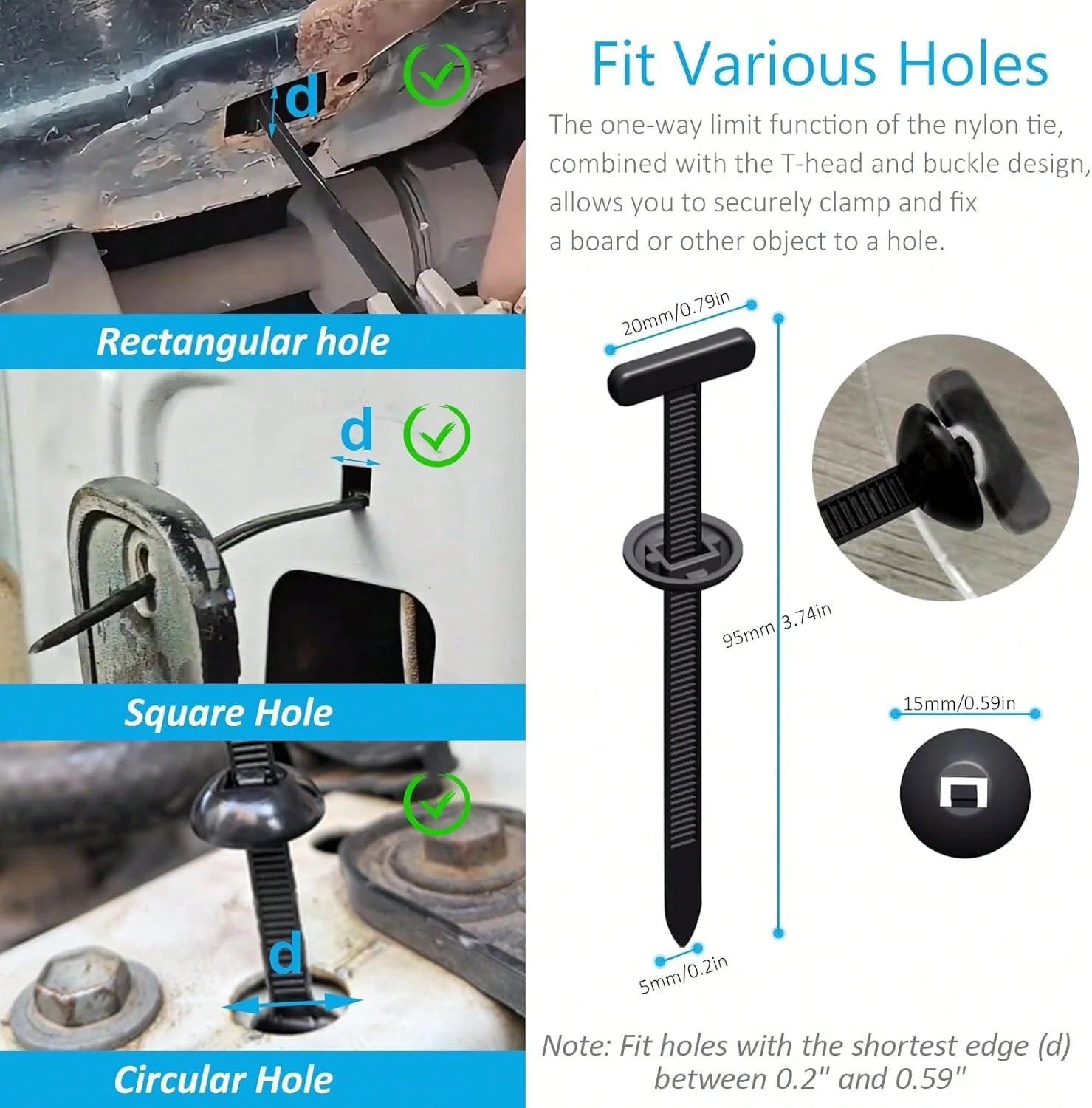 50/100pcs Heavy Duty Nylon Cable Ties With Lock, Self-Locking Zip Tie, Plastic Cable Tie Mounts With Nail And Button Design, For Automotive Underbody, Bumper, Trunk Cover, Daily Cable Tie Fixing Mater