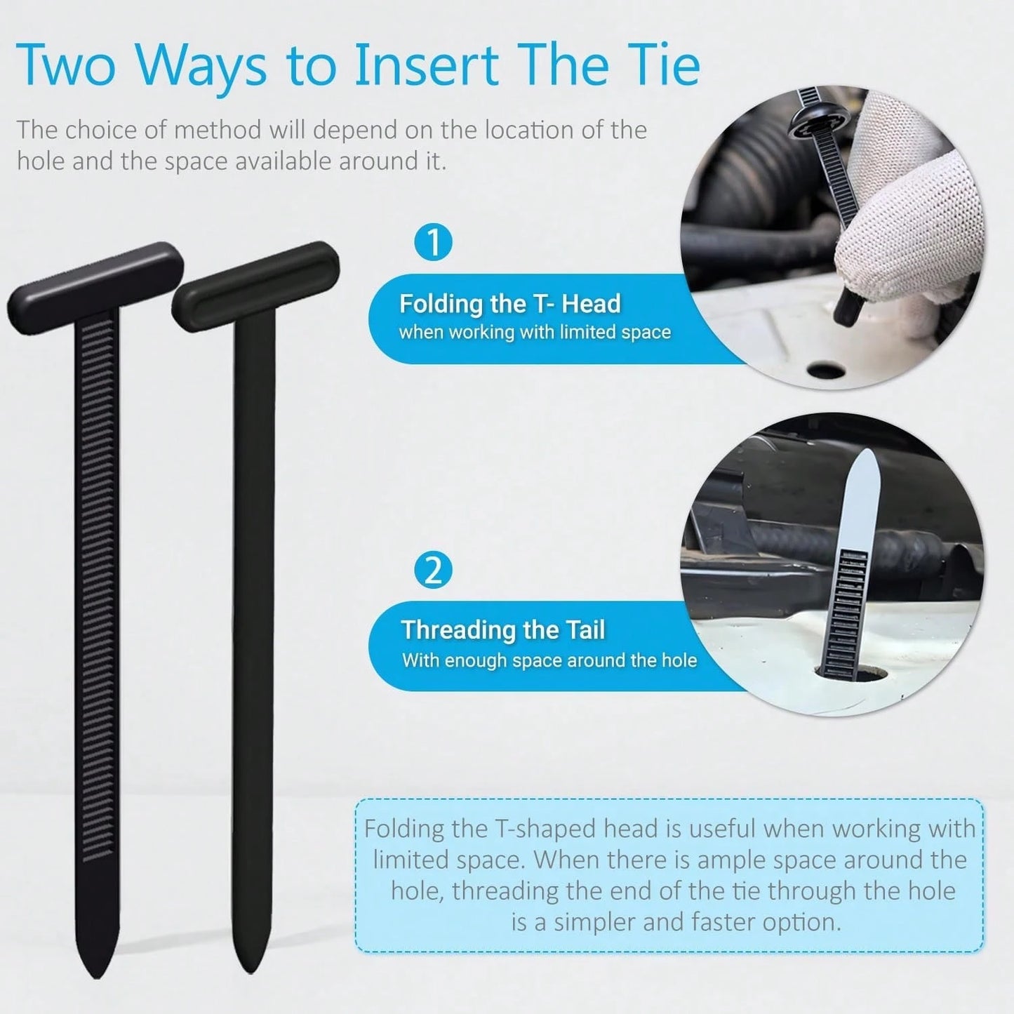 50/100pcs Heavy Duty Nylon Cable Ties With Lock, Self-Locking Zip Tie, Plastic Cable Tie Mounts With Nail And Button Design, For Automotive Underbody, Bumper, Trunk Cover, Daily Cable Tie Fixing Mater