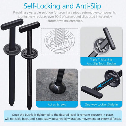 50/100pcs Heavy Duty Nylon Cable Ties With Lock, Self-Locking Zip Tie, Plastic Cable Tie Mounts With Nail And Button Design, For Automotive Underbody, Bumper, Trunk Cover, Daily Cable Tie Fixing Mater