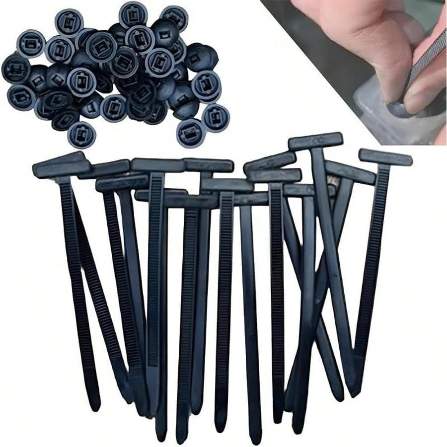 50/100pcs Heavy Duty Nylon Cable Ties With Lock, Self-Locking Zip Tie, Plastic Cable Tie Mounts With Nail And Button Design, For Automotive Underbody, Bumper, Trunk Cover, Daily Cable Tie Fixing Mater