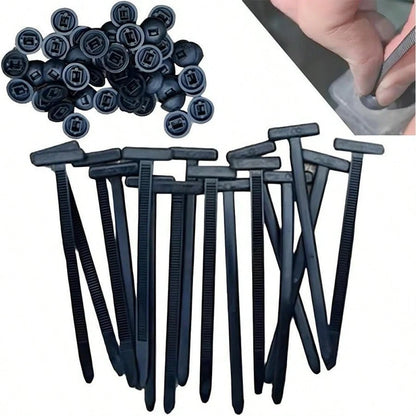 50/100pcs Heavy Duty Nylon Cable Ties With Lock, Self-Locking Zip Tie, Plastic Cable Tie Mounts With Nail And Button Design, For Automotive Underbody, Bumper, Trunk Cover, Daily Cable Tie Fixing Mater