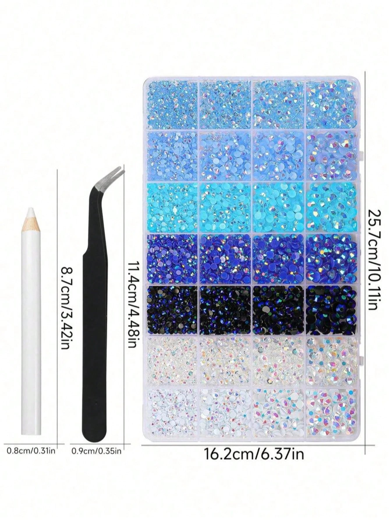 5000pcs Blue Rhinestone Decor, Jelly-Like Resin Gemstones 3-5mm, Blue And White Gemstone Decor Set, Suitable For Handmade, Flat-Bottom Light Blue AB Gemstones, Suitable For Nail Art, Face Makeup, Tumb