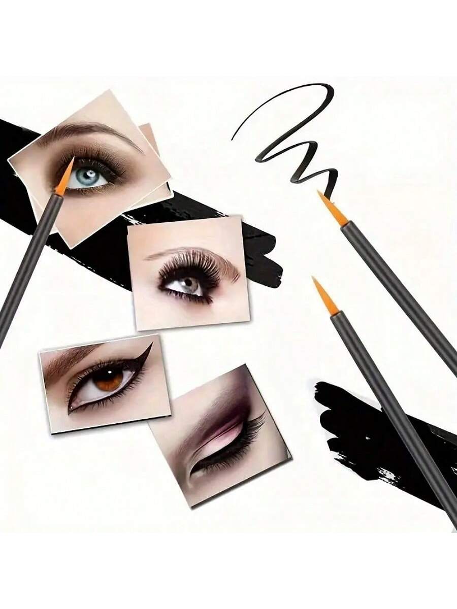 50pcs 100Pcs 200pcs/Set Disposable Eyeliner Brushes With Cap Fine Fiber Nail Art Pen Applicators Wand Professional Cosmetic Mini Makeup Tools,Eyebrow Brush,Eyeshadow Brush,Spoolie,Spoolie Brush,Giveaw
