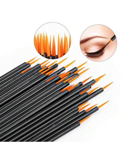 50pcs 100Pcs 200pcs/Set Disposable Eyeliner Brushes With Cap Fine Fiber Nail Art Pen Applicators Wand Professional Cosmetic Mini Makeup Tools,Eyebrow Brush,Eyeshadow Brush,Spoolie,Spoolie Brush,Giveaw