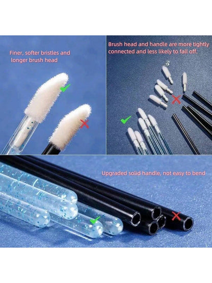 50PCS/100PCS/500PCS,Lip Brush,Disposable Lip Brush Lipstick Gloss Applicator Cosmetic Wand Micro Cleaning Brush,Eyelash Extension Tool,Can Be Used To Apply Lipstick/Lipgloss/Nail Polish/Concealer/Eye