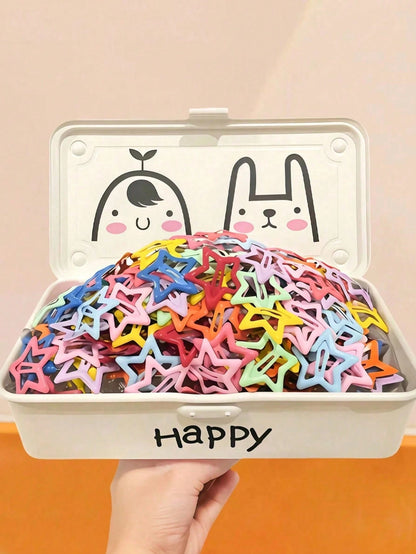 50PCS Candy Color Star Enamel BB Hair Clips, Sweet & Cool Style Snap Clips For Bangs, Flyaways, Ponytail Styling, Hair Accessories For Women
