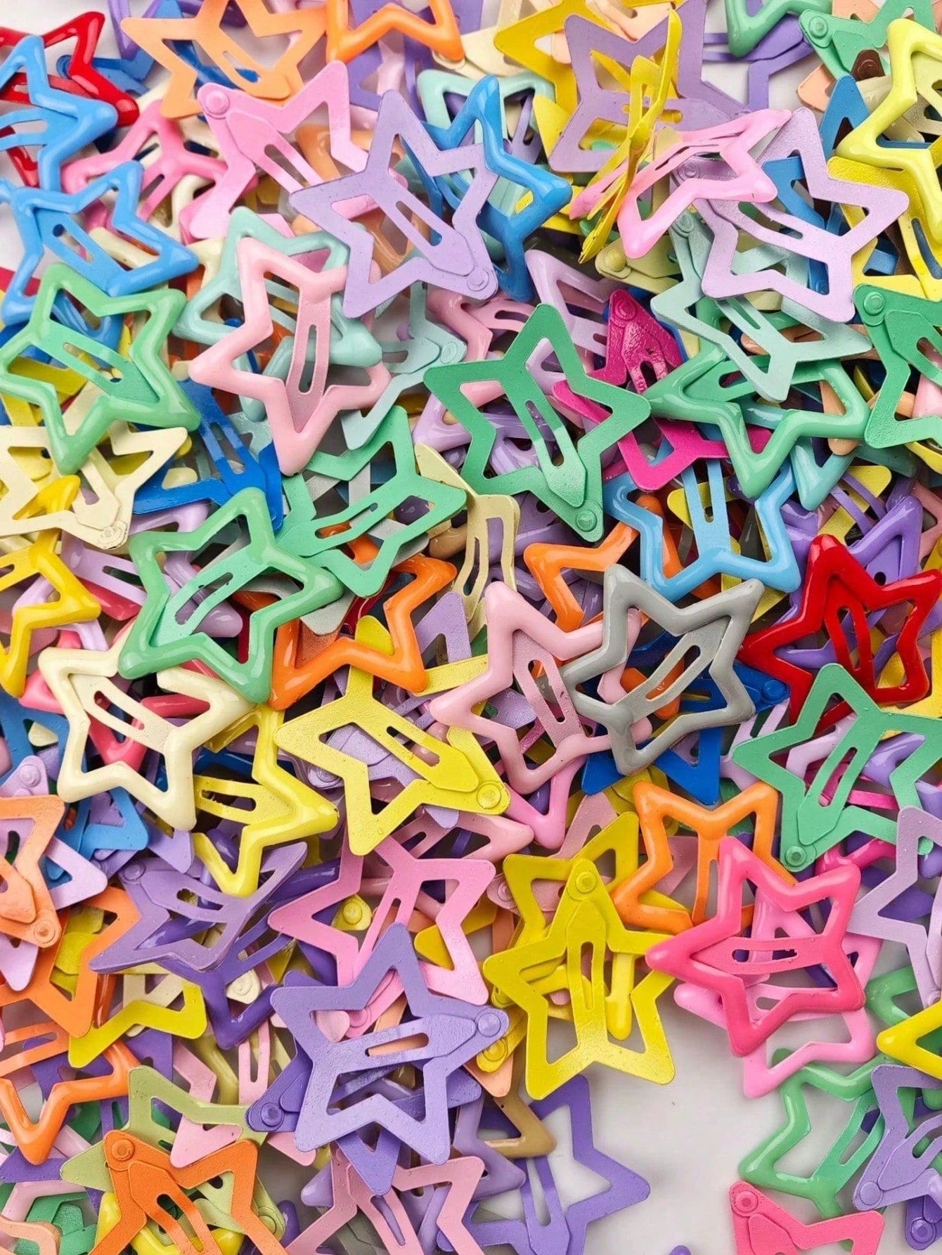 50PCS Candy Color Star Enamel BB Hair Clips, Sweet & Cool Style Snap Clips For Bangs, Flyaways, Ponytail Styling, Hair Accessories For Women