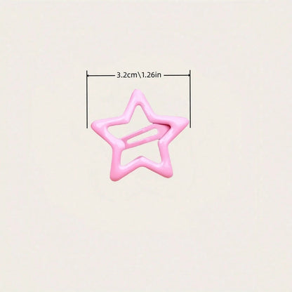 50PCS Candy Color Star Enamel BB Hair Clips, Sweet & Cool Style Snap Clips For Bangs, Flyaways, Ponytail Styling, Hair Accessories For Women