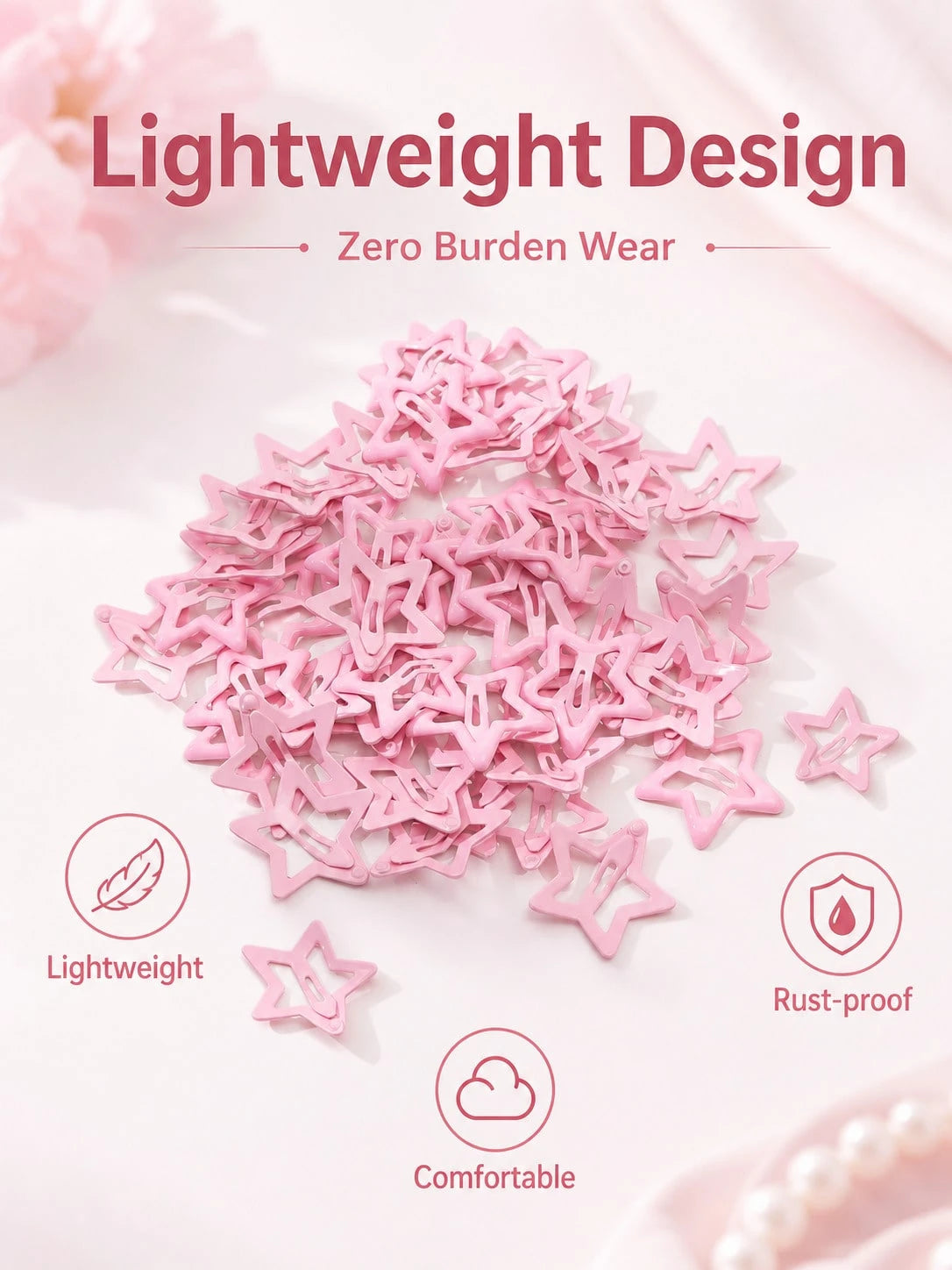 50PCS Candy Color Star Enamel BB Hair Clips, Sweet & Cool Style Snap Clips For Bangs, Flyaways, Ponytail Styling, Hair Accessories For Women