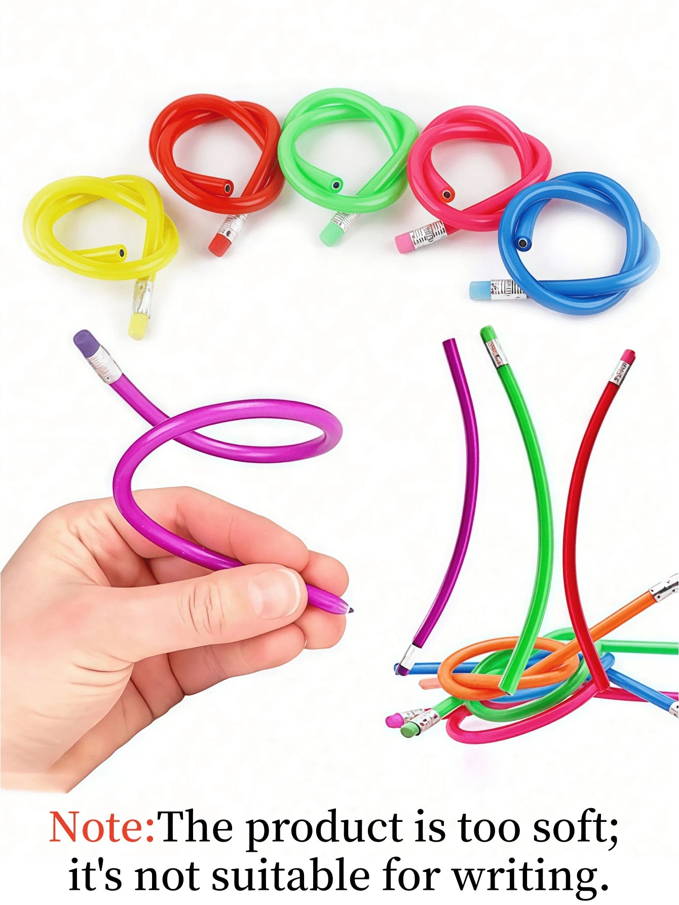 50pcs Flexible Pencils,Magic Bendable Pencils,Back To School Stuff For Kids,Multi-Colored Fun Soft Pencils With Erasers,Party Favors,Classroom Supplies,Stocking Stuffers,Birthday Gifts,Perfect Gifts
