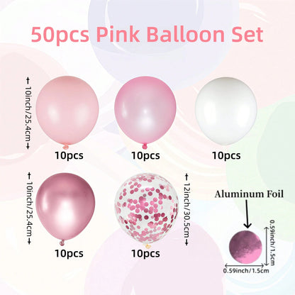 50pcs Pink & White Balloons, Metallic Pearl Light Pink, Foil Sequin Balloons, Suitable For Wedding, Baby Shower, Gender Reveal, Girl Mother Princess Birthday Party Decoration, Baby Party Decoration