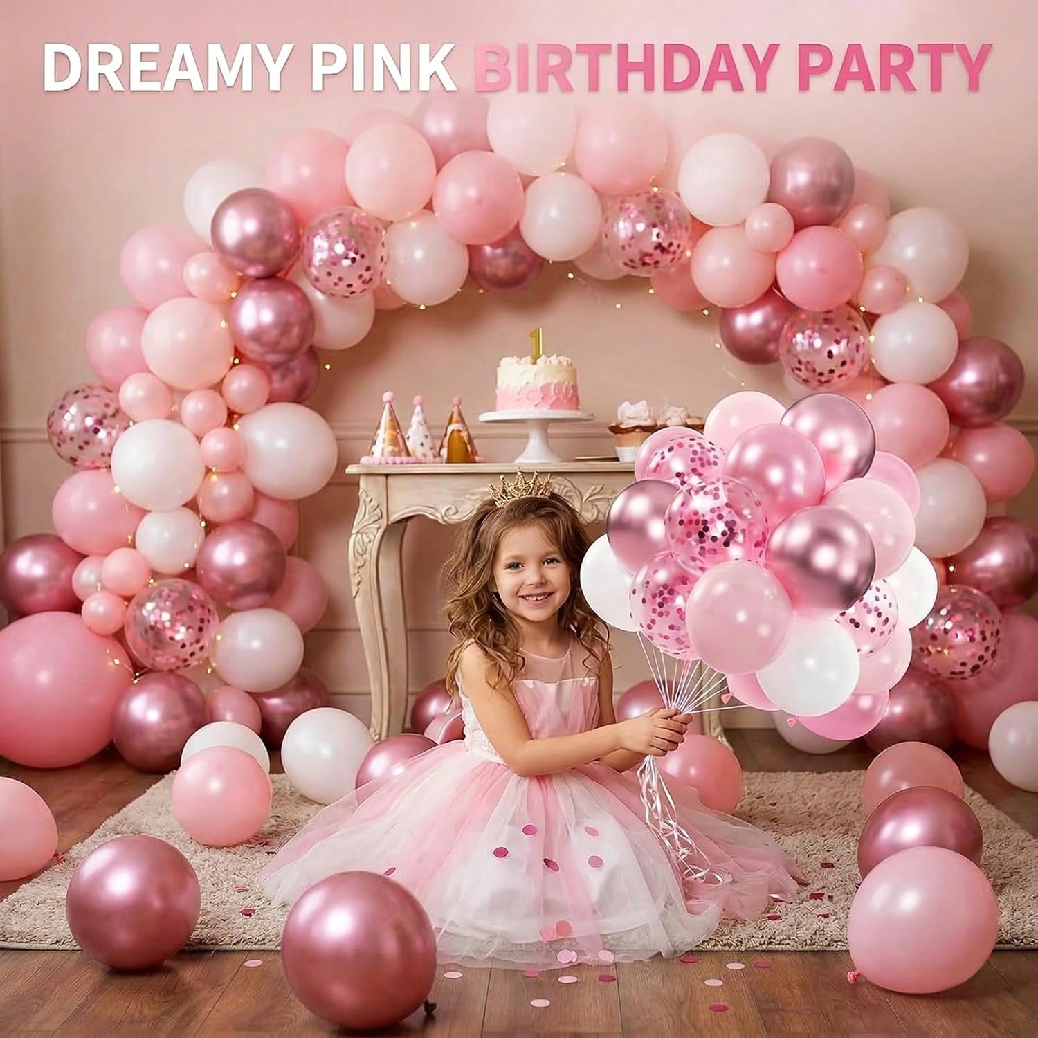50pcs Pink & White Balloons, Metallic Pearl Light Pink, Foil Sequin Balloons, Suitable For Wedding, Baby Shower, Gender Reveal, Girl Mother Princess Birthday Party Decoration, Baby Party Decoration