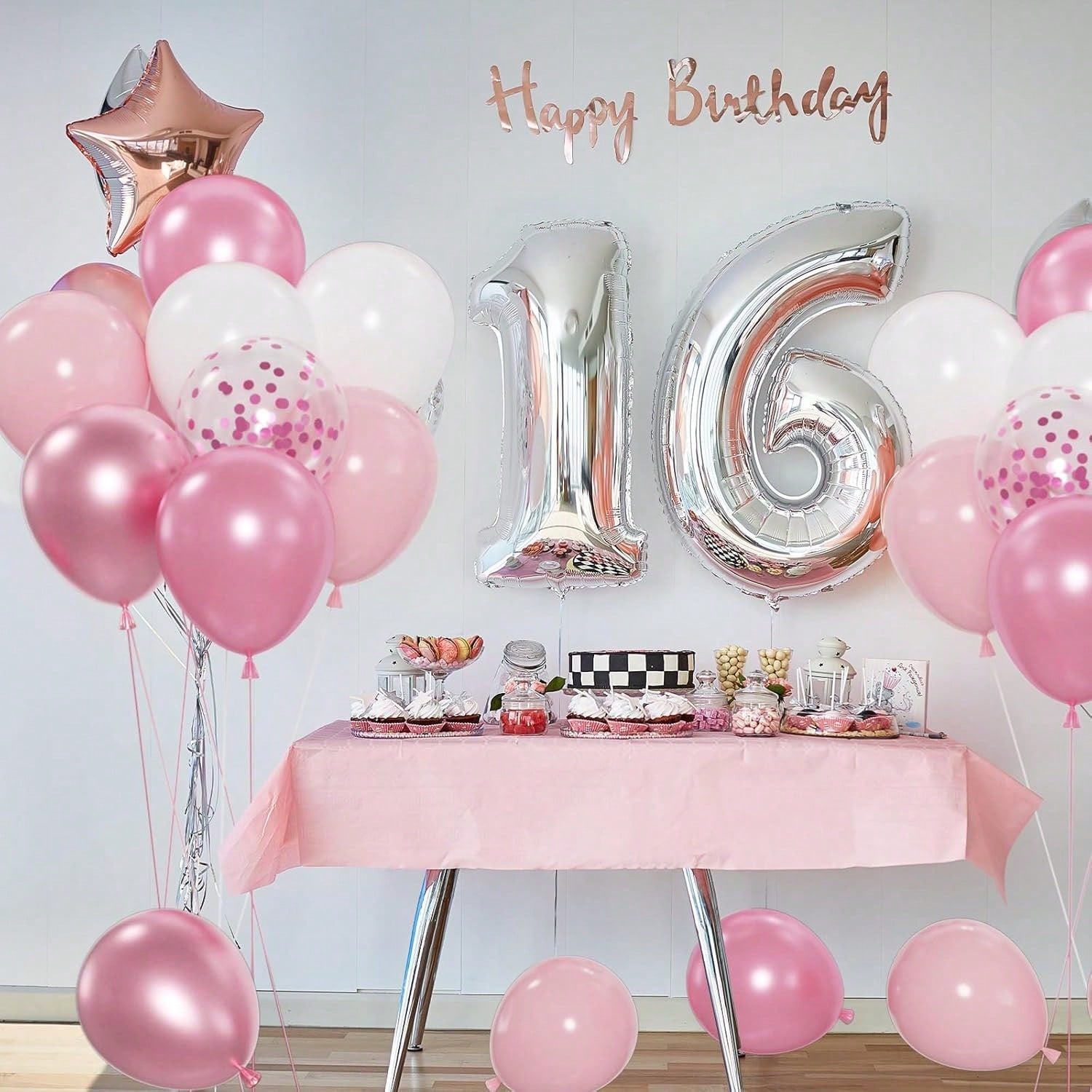 50pcs Pink & White Balloons, Metallic Pearl Light Pink, Foil Sequin Balloons, Suitable For Wedding, Baby Shower, Gender Reveal, Girl Mother Princess Birthday Party Decoration, Baby Party Decoration