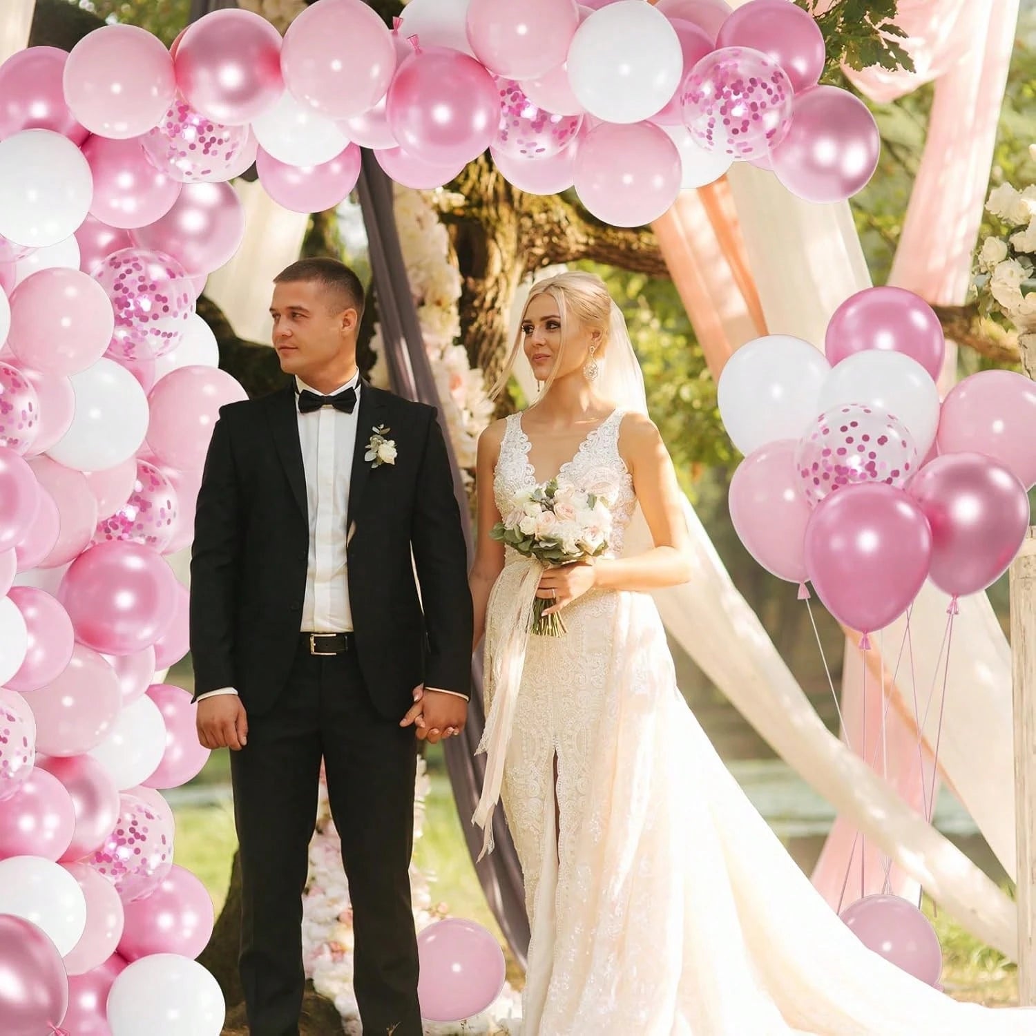 50pcs Pink & White Balloons, Metallic Pearl Light Pink, Foil Sequin Balloons, Suitable For Wedding, Baby Shower, Gender Reveal, Girl Mother Princess Birthday Party Decoration, Baby Party Decoration