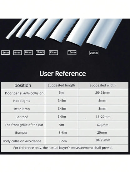 5m/197in Car Decorative Strip- Electroplated Glossy Finish, Suitable For Car Body And Windows, Anti-Scratch Bumper Protection Strip, Car Door Edge Protection Strip, Car Door Edge Decorative Strip, Ca