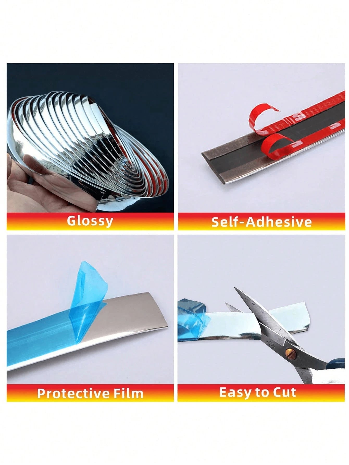 5m/197in Car Decorative Strip- Electroplated Glossy Finish, Suitable For Car Body And Windows, Anti-Scratch Bumper Protection Strip, Car Door Edge Protection Strip, Car Door Edge Decorative Strip, Ca