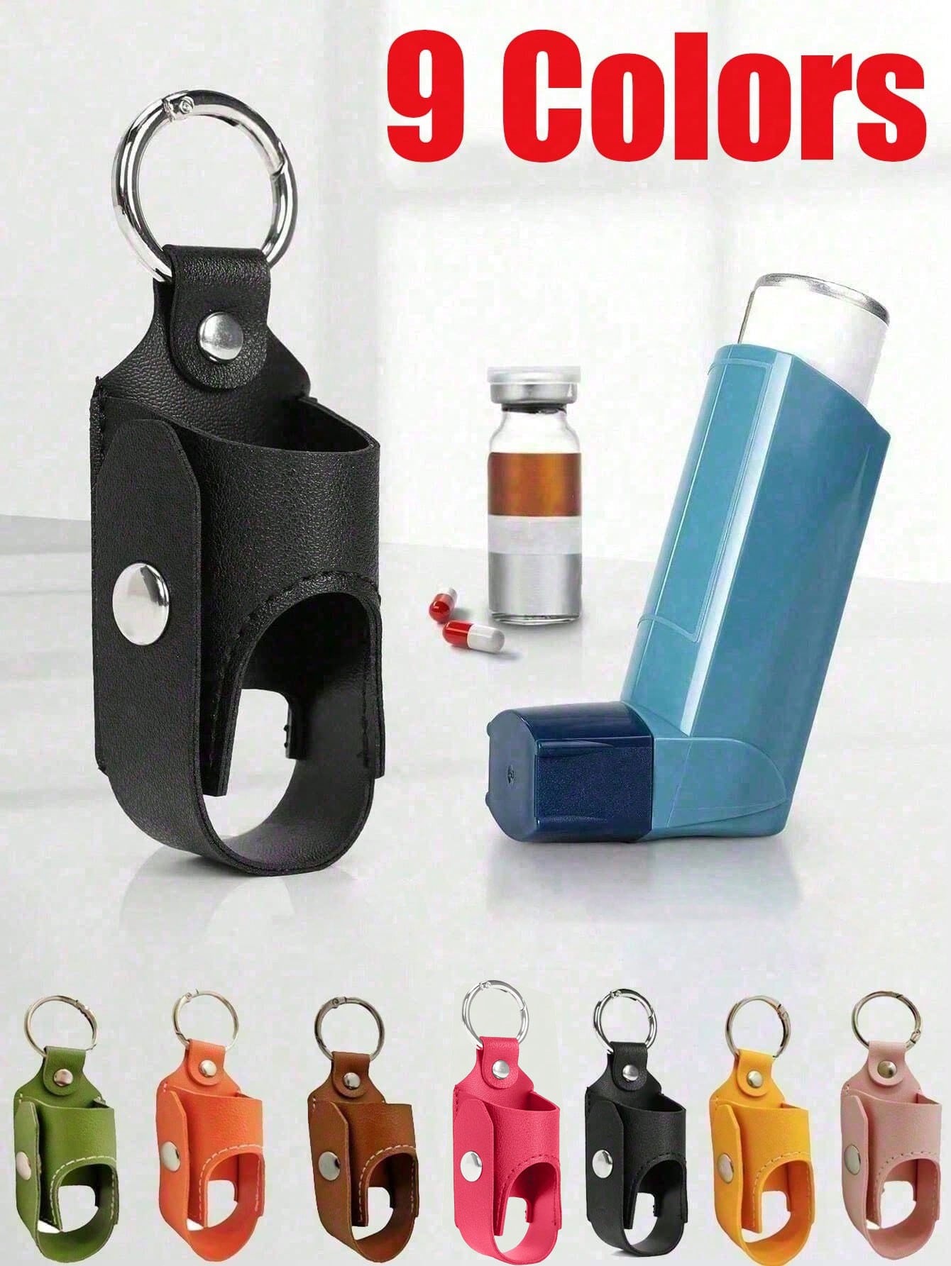 5Pcs,Asthma Inhaler Keychain Holder,Outdoor Portable Mini Cough Spray Bottle Holster,Travel Essential, Casual Style Cough Bottle Protector,Cough And Asthma Single Inhaler PU Leather Case At Night, And