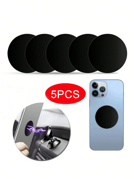 5pcs Car Mount Bracket Stainless Steel Plate With Magnetic Circle Sticker & Ultra Thin Adhesive Circular Metal Plate For Creative Phone Case/Car Phone Holder