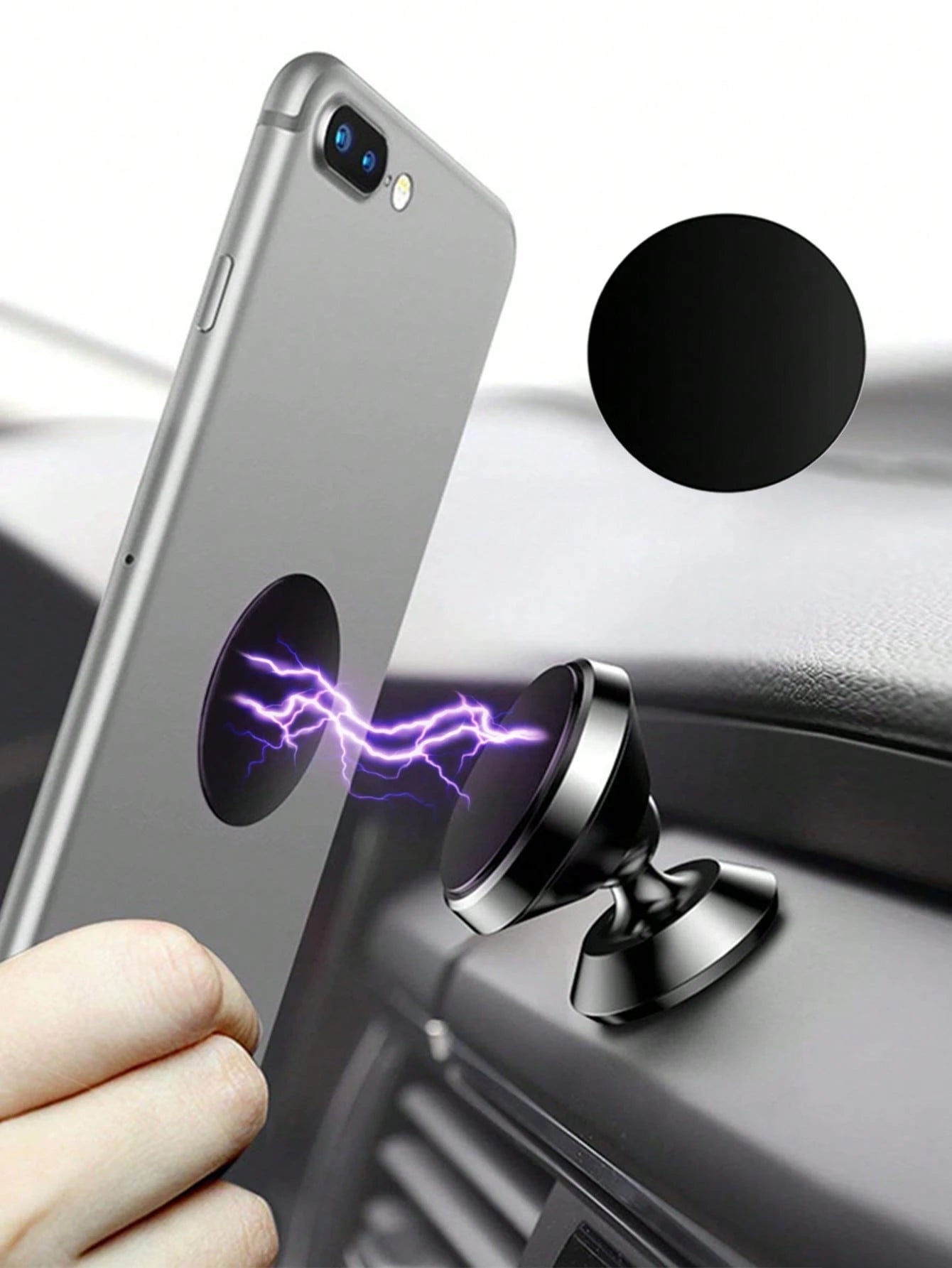 5pcs Car Mount Bracket Stainless Steel Plate With Magnetic Circle Sticker & Ultra Thin Adhesive Circular Metal Plate For Creative Phone Case/Car Phone Holder