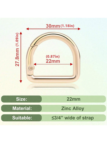5pcs D-Ring Spring Snap Clips Connectors, Suitable For Belts, Backpacks, Handbags, Wallets, Keychains, Carabiners