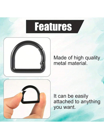 5pcs D-Ring Spring Snap Clips Connectors, Suitable For Belts, Backpacks, Handbags, Wallets, Keychains, Carabiners