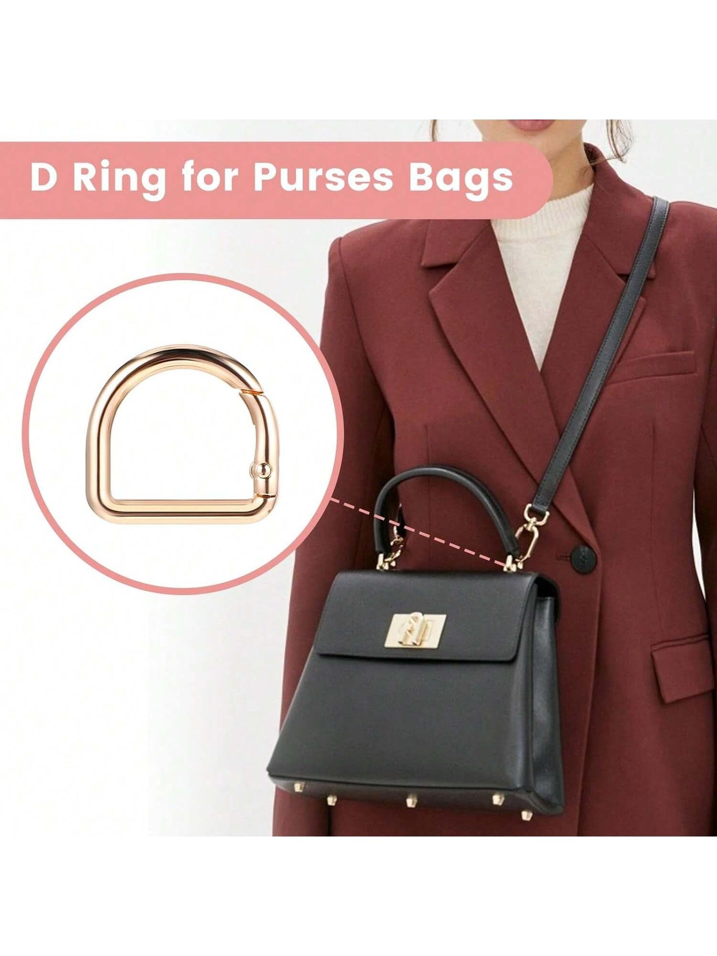 5pcs D-Ring Spring Snap Clips Connectors, Suitable For Belts, Backpacks, Handbags, Wallets, Keychains, Carabiners