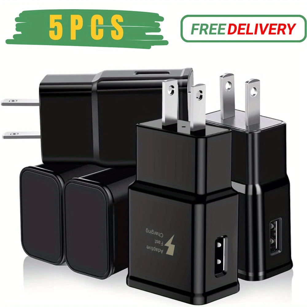 [5pcs Fast Charging Block] For For Galaxy S21/ S21+/ S21Ultra/ S20/ S20+/ Note 20/ 10/ S10 S9 S8 S7 S6 Edge Plus Active Quick Charge 15W Adaptive Fast Charging Block 5pcs