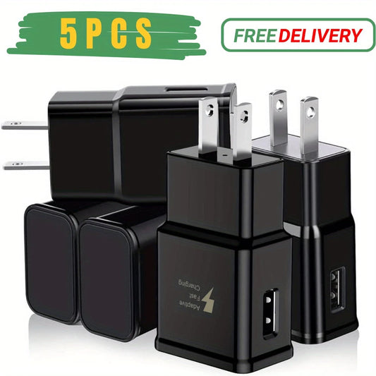 [5pcs Fast Charging Block] For For Galaxy S21/ S21+/ S21Ultra/ S20/ S20+/ Note 20/ 10/ S10 S9 S8 S7 S6 Edge Plus Active Quick Charge 15W Adaptive Fast Charging Block 5pcs