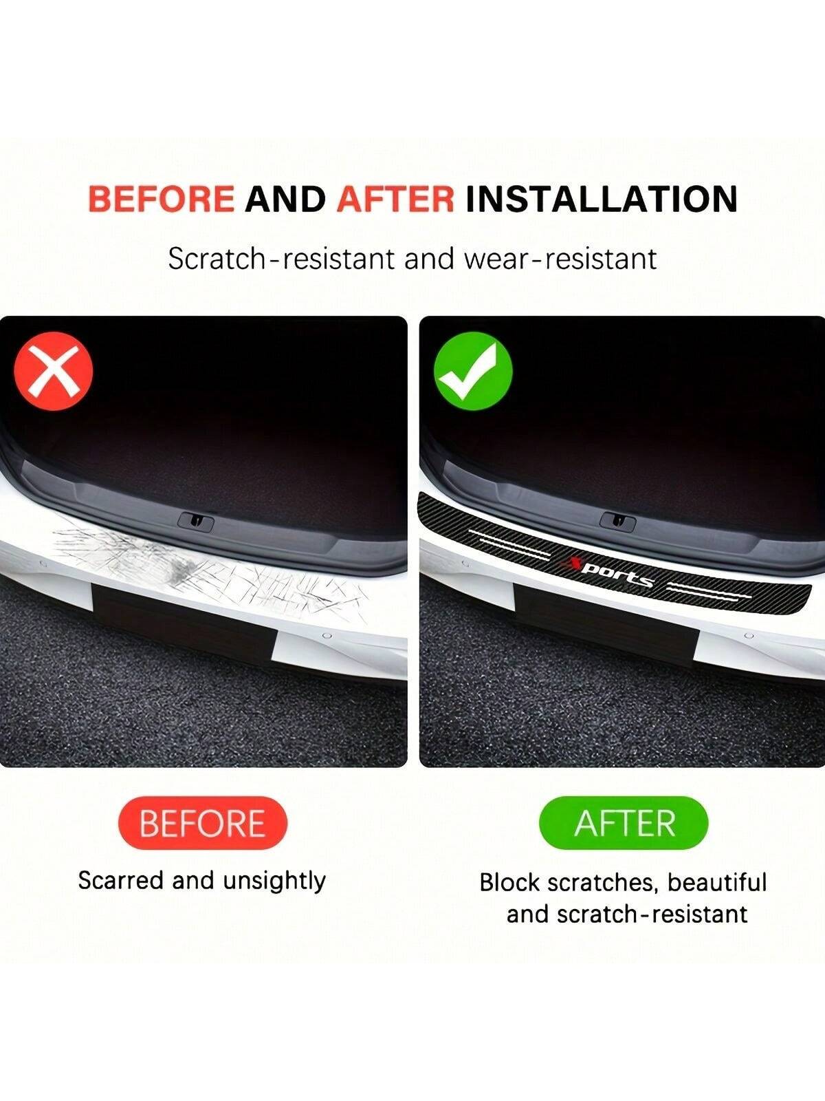 5Pcs PU Leather Carbon Fiber Pattern Door Sill Protectors- Self-Adhesive, Scratch-Resistant Door Entry Guards, Universal Fit, Car Trunk Bumper Edge Guard Decals For Sports Vehicles