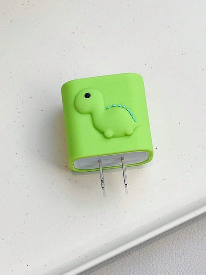 5pcs/Set Cute Green Dinosaur Cartoon Data Cable Kit, Including 1.5m Laser Winding Organizer, Fixture And TPU Charger Head Protector To Prevent Cable Breakage. Compatible With IPhone 12/13/14 20W Fast