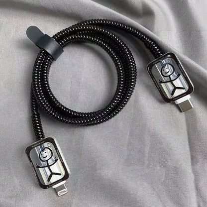 5pcs/Set Funny Line Pattern Cable Protector, Suitable For IPhone 18-20W Charger Adapter, Prevent Cable Breakage