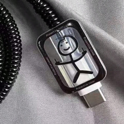 5pcs/Set Funny Line Pattern Cable Protector, Suitable For IPhone 18-20W Charger Adapter, Prevent Cable Breakage
