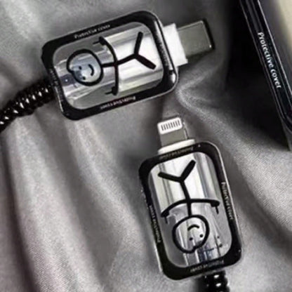5pcs/Set Funny Line Pattern Cable Protector, Suitable For IPhone 18-20W Charger Adapter, Prevent Cable Breakage