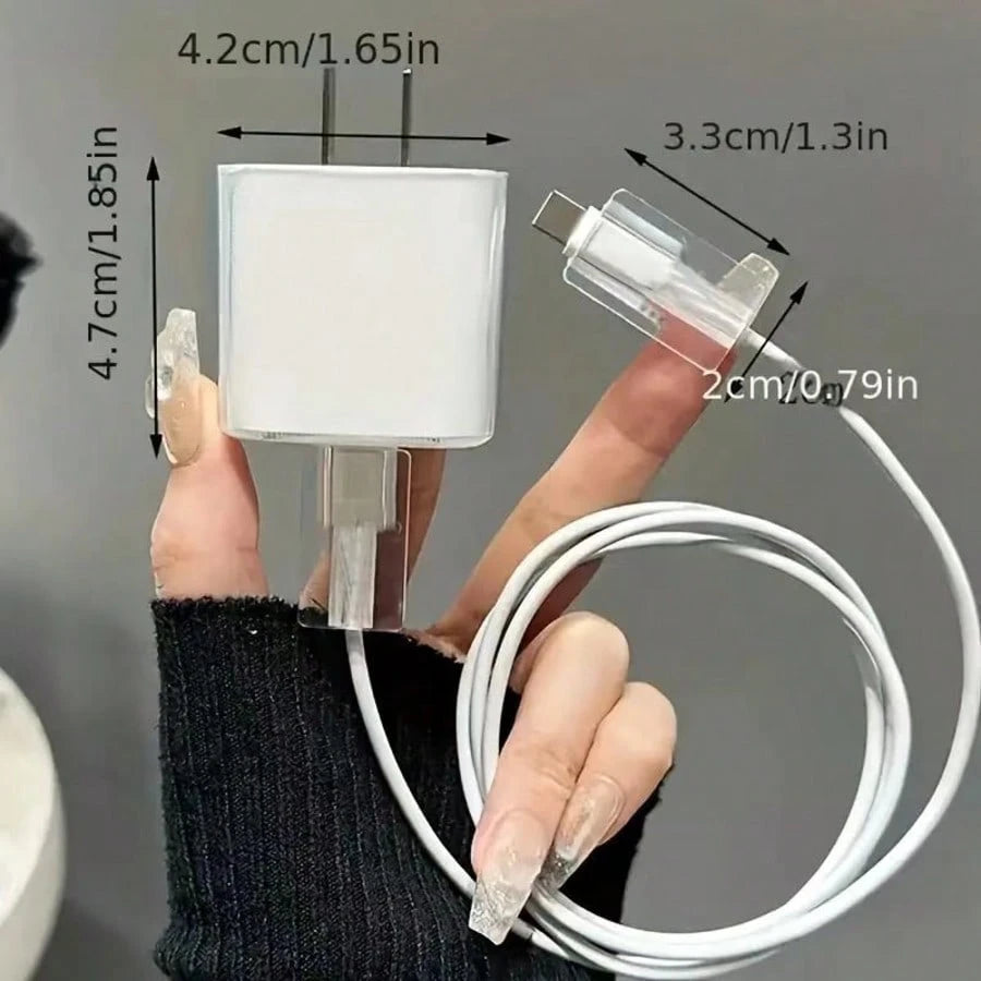 5pcs/Set Funny Line Pattern Cable Protector, Suitable For IPhone 18-20W Charger Adapter, Prevent Cable Breakage