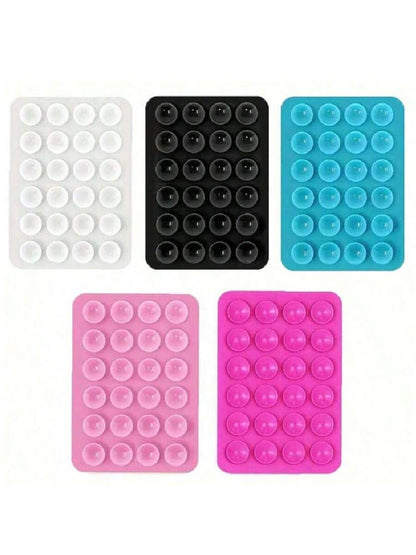 5pcs/Set Silicone Phone Grip Holder With 24pcs Suction Cups, Compatible With IPhone & Android Phones: Selfie & Video Sticky Phone Handle, Applicable For Shower & Wall Mounting, Great Gift For Friends