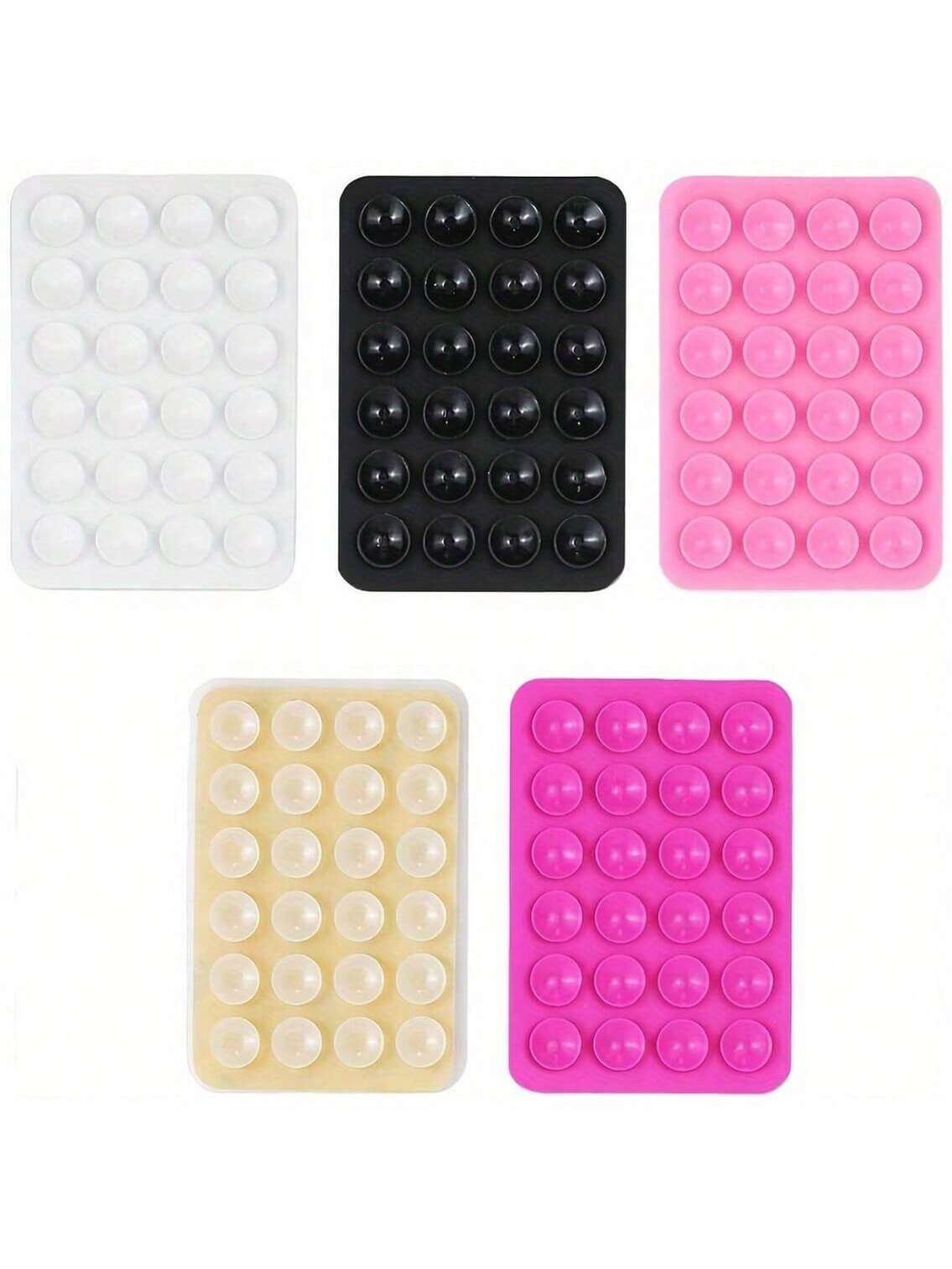 5pcs/Set Silicone Phone Grip Holder With 24pcs Suction Cups, Compatible With IPhone & Android Phones: Selfie & Video Sticky Phone Handle, Applicable For Shower & Wall Mounting, Great Gift For Friends