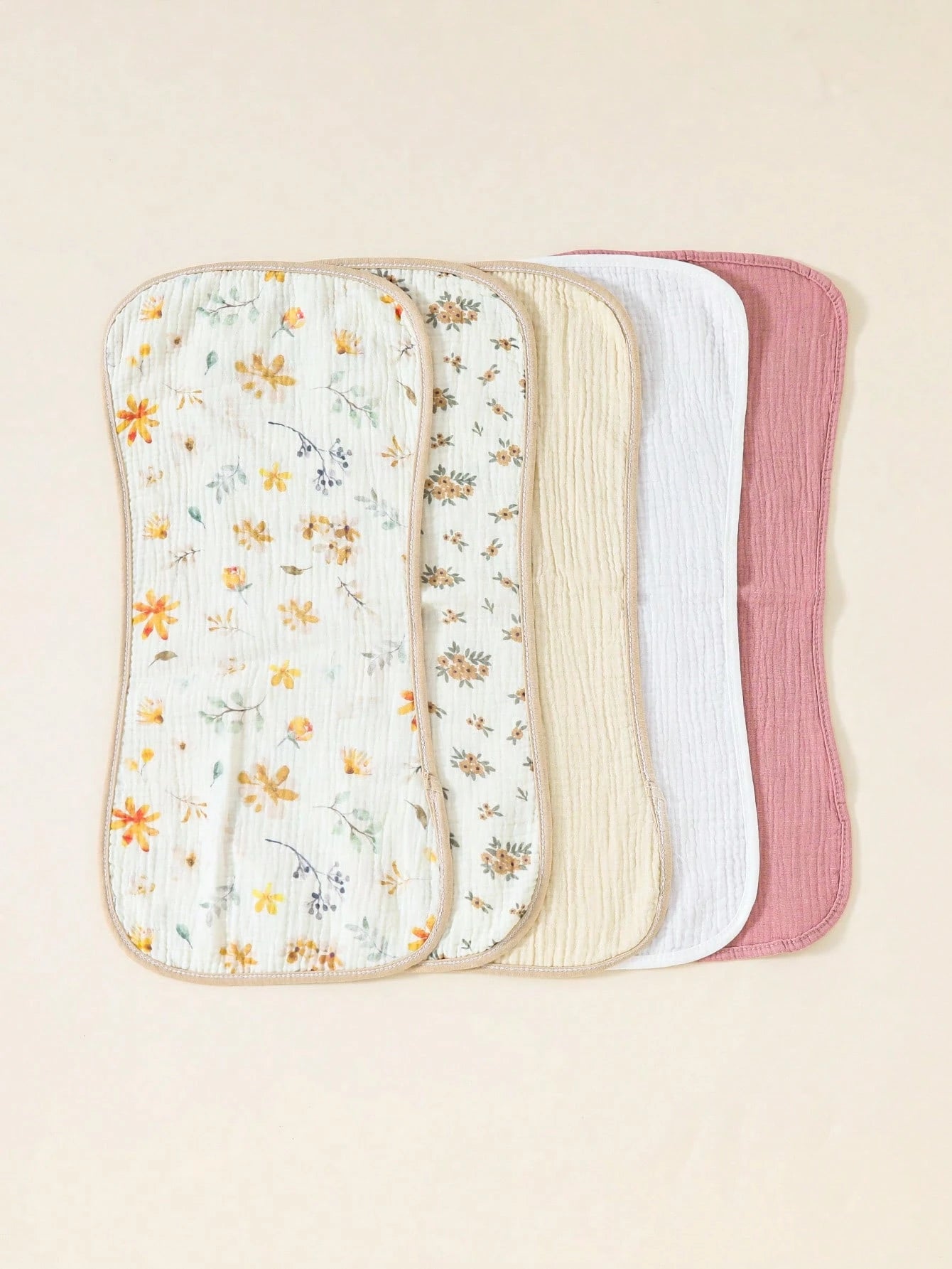 5pcs/Set Striped Soft Cotton Muslin Flower Pattern Baby Bibs/Burp Cloths For Girls