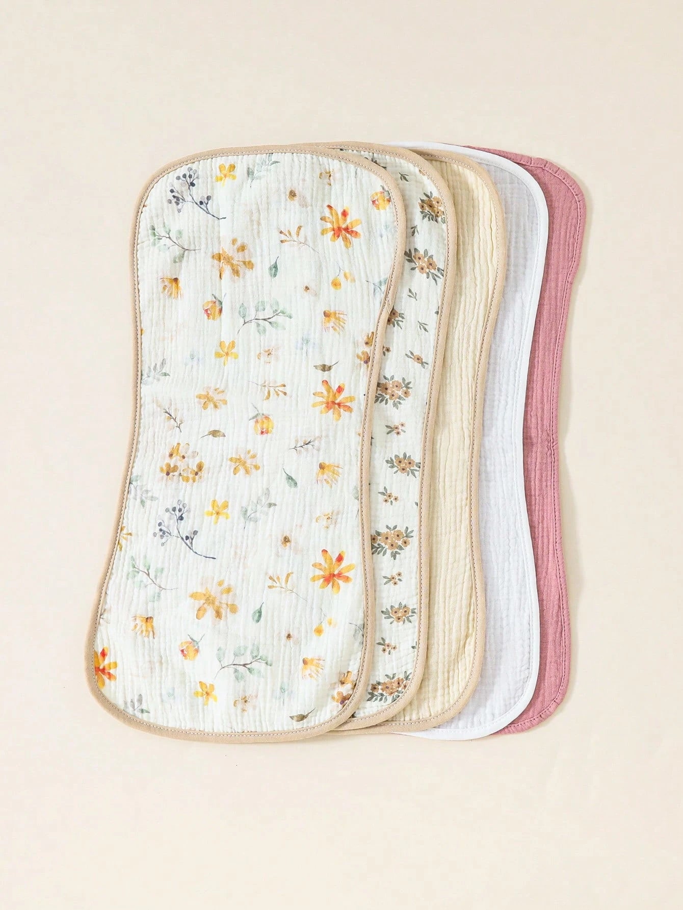 5pcs/Set Striped Soft Cotton Muslin Flower Pattern Baby Bibs/Burp Cloths For Girls
