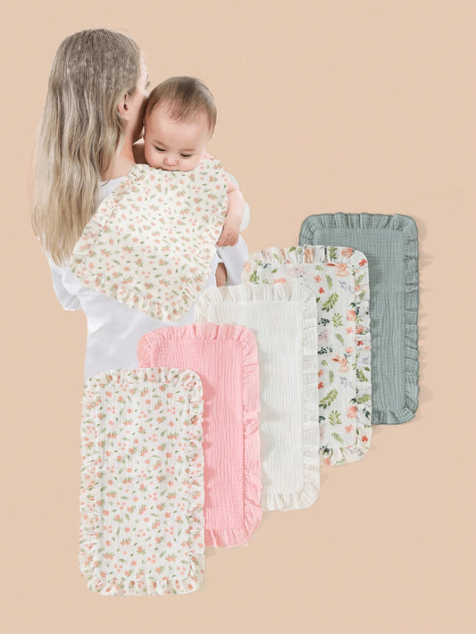 5pcs Soft & Comfortable Cotton Baby Bibs/Burp Cloths Set