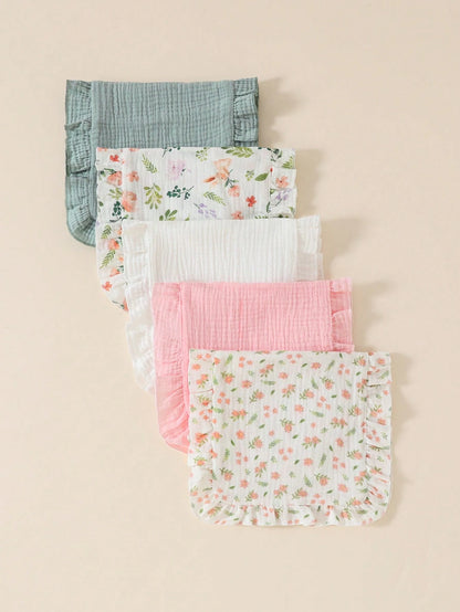 5pcs Soft & Comfortable Cotton Baby Bibs/Burp Cloths Set